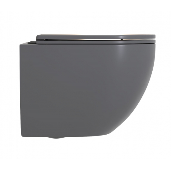 Унитаз подвесной SOLE Pandora 2 Grey УТ000081755 с сиденьем микролифт, безоботковый, серый матовый