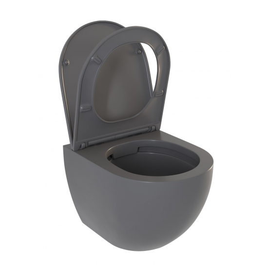 Унитаз подвесной SOLE Pandora 2 Grey УТ000081755 с сиденьем микролифт, безоботковый, серый матовый