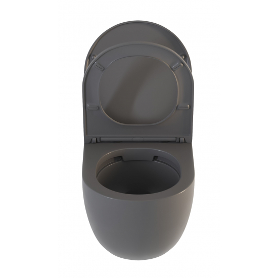Унитаз подвесной SOLE Pandora 2 Grey УТ000081755 с сиденьем микролифт, безоботковый, серый матовый