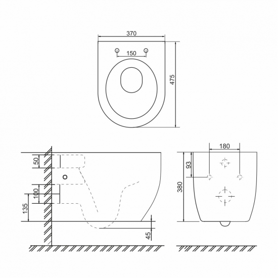 Унитаз подвесной SOLE Pandora 2 Grey УТ000081755 с сиденьем микролифт, безоботковый, серый матовый