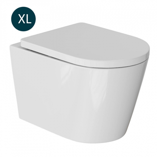 Унитаз подвесной WAVE Koral Tornado 1.0 XL сиденье микролифт, безоботковый, белый глянец