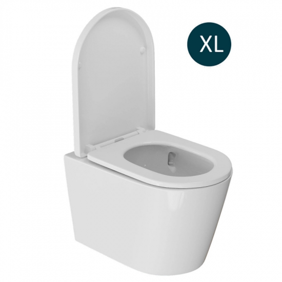 Унитаз подвесной WAVE Koral Tornado 1.0 XL сиденье микролифт, безоботковый, белый глянец