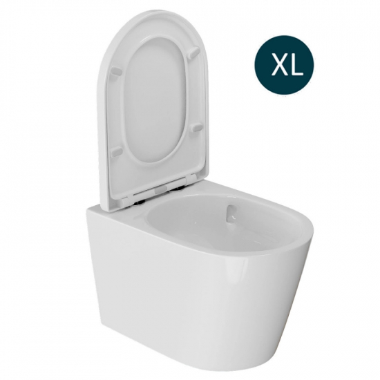 Унитаз подвесной WAVE Koral Tornado 1.0 XL сиденье микролифт, безоботковый, белый глянец