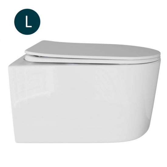 Унитаз подвесной WAVE Solo L сиденье микролифт быстросъёмное, безободковый, белый глянец