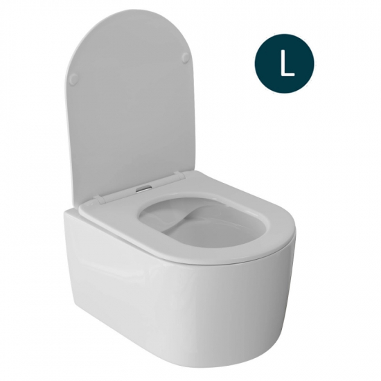 Унитаз подвесной WAVE Solo L сиденье микролифт быстросъёмное, безободковый, белый глянец