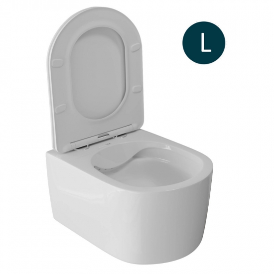 Унитаз подвесной WAVE Solo L сиденье микролифт быстросъёмное, безободковый, белый глянец