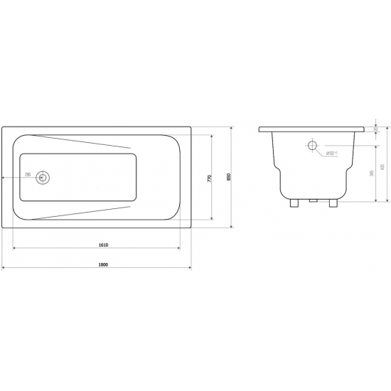 Ванна чугунная GOLDMAN Art 180x85 см, с ножками, с ручками