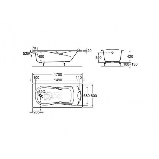 Ванна чугунная ROCA  Haiti 170x80