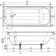 Ванна чугунная WOTTE Start 170х70 см, с ножками