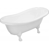 Ванна из литьевого мрамора ЭСТЕТ Марсель 160x80 см, овальная, с ножками, фурнитура белая