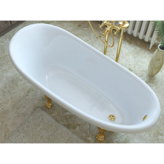 Ванна из литьевого мрамора ЭСТЕТ Марсель ФР-00006499 170x80 см, овальная с ножками, фурнитура золото