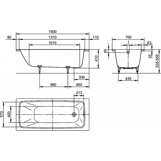 Ванна стальная KALDEWEI Cayono 274700013001 150x70 см, с самоочищающимся покрытием