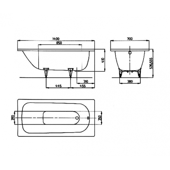 Ванна стальная KALDEWEI Saniform Plus 360-1 111500010001 без опоры 140x70 см