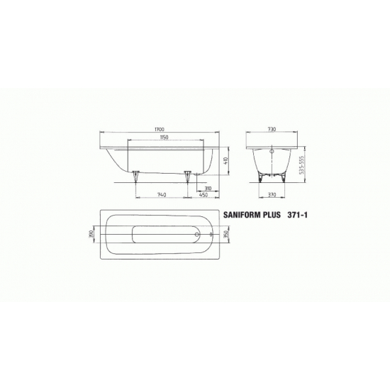 Ванна стальная KALDEWEI Saniform Plus 371-1 112900013001 без опоры 170x73 см, самоочищающаяся