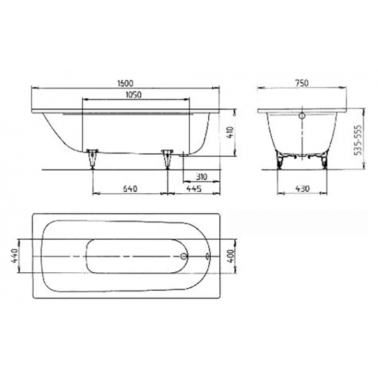 Ванна стальная KALDEWEI Saniform Plus 372-1 112500010001 без опоры 160x75 см