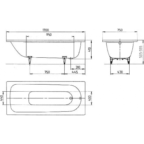 Ванна стальная KALDEWEI Saniform Plus 373-1 112600010001 без опоры 170x75 см