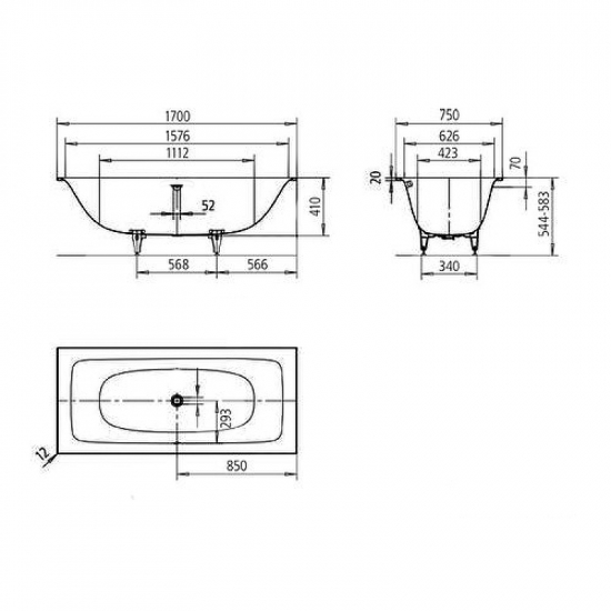 Ванна стальная KALDEWEI  Silenio 170x75 см, alpine white, без ножек 267400010001
