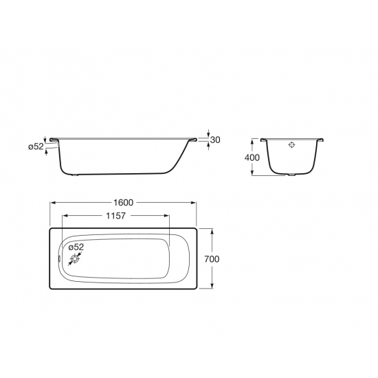 Ванна стальная ROCA Contesa 160x70 толщина 2,5 мм