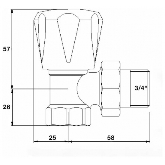 Вентиль ручной регулировки  VALTEC 3/4"  VT.007.LN.05 угловой