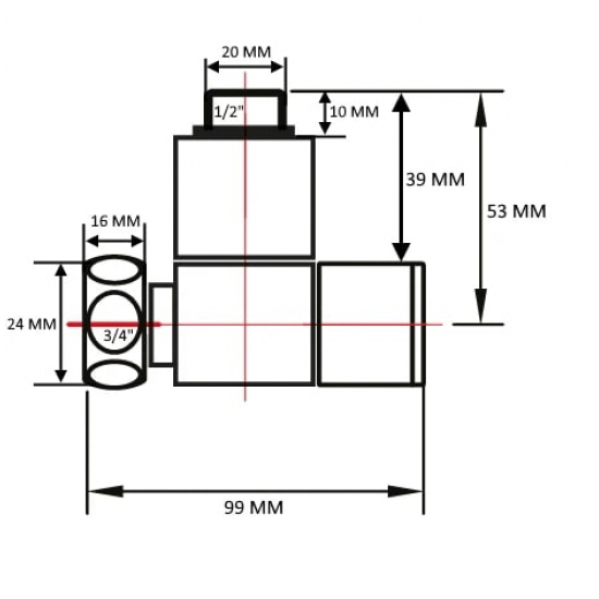 Вентиль запорный для полотенцесушителя SG SMART GROUP  3/4" х 1/2" г-ш SG01CH0405/2 угловой