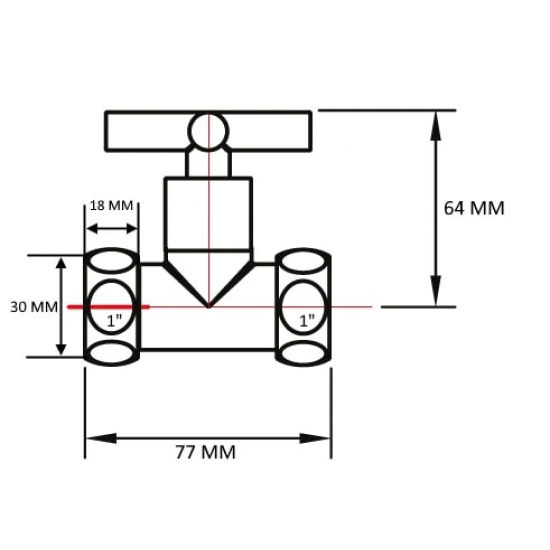 Вентиль запорный для полотенцесушителя SMART 1"х1" г-г  SMT8730SCH1010/2C прямой, ручка крест