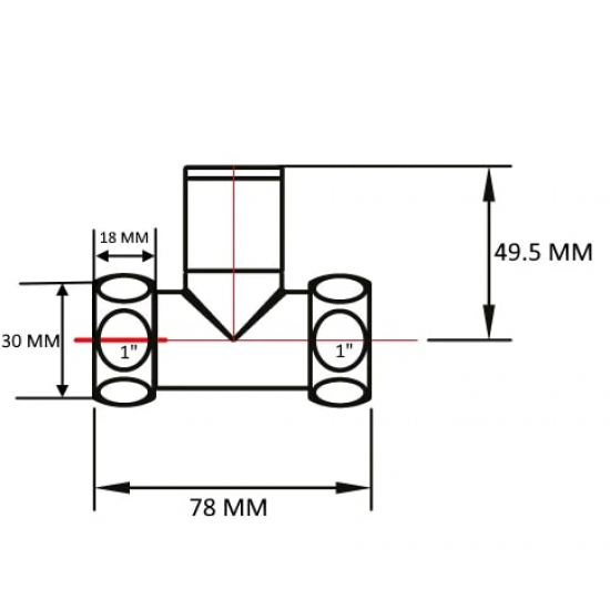 Вентиль запорный для полотенцесушителя SMART 1"х1" г-г  SMT8830SCH1010 прямой, ручка колпачек