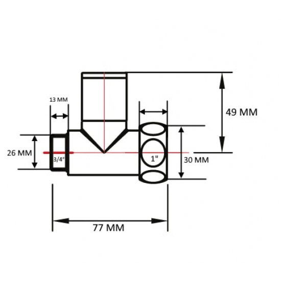 Вентиль запорный для полотенцесушителя SMART 1"х3/4" г-ш  SMT8831SCH0510/2C прямой, ручка колпачек
