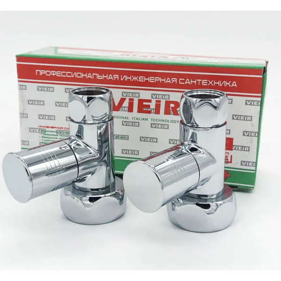Вентиль запорный для полотенцесушителя VIEIR VR2035 1"х1/2" г-г угловой, колпачек 1шт