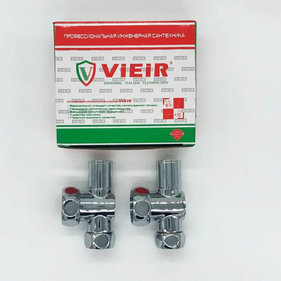 Вентиль запорный для полотенцесушителя VIEIR VR2045 1"х3/4" г-г угловой, колпачек 1шт