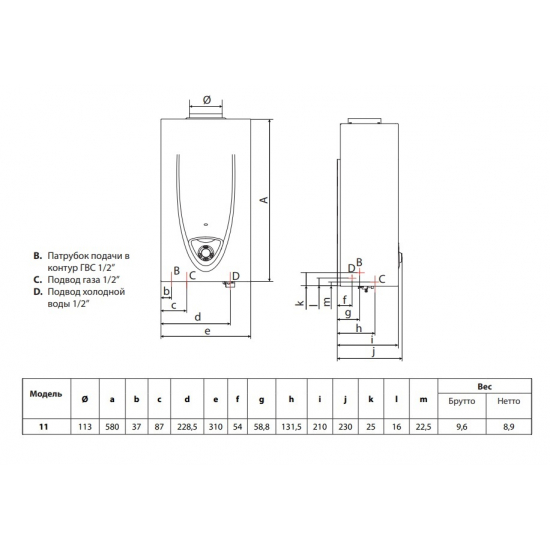 Водонагреватель газовый ARISTON FAST EVO ONT C 11 NG RU