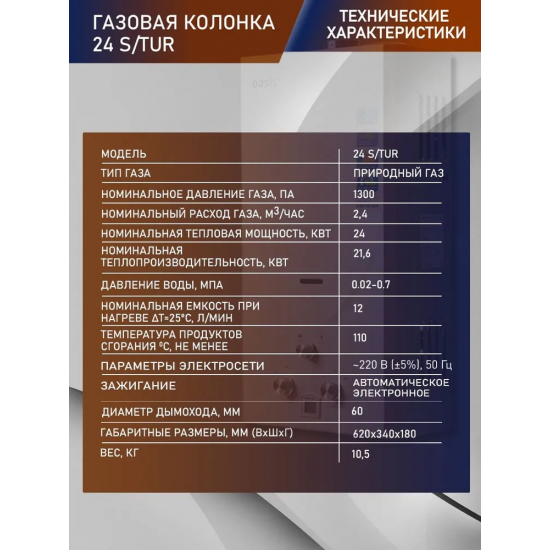 Водонагреватель газовый OASIS 24 S/TUR