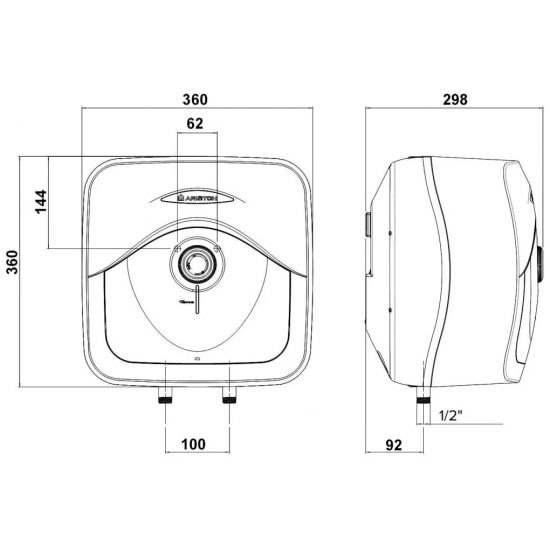 Водонагреватель накопительный ARISTON ABS ANDRIS LUX 10 OR над мойкой