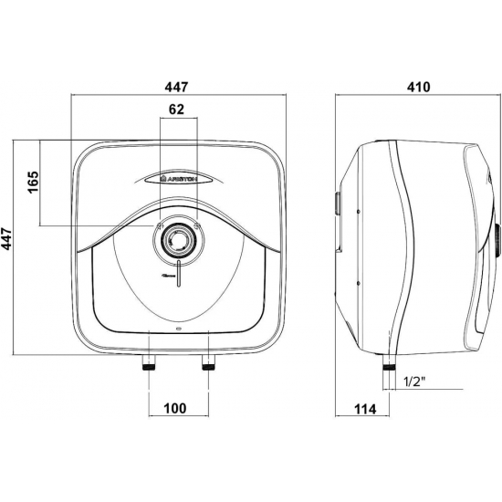 Водонагреватель накопительный ARISTON ABS ANDRIS LUX 30 над мойкой