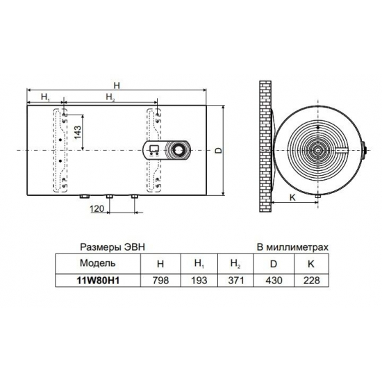 Водонагреватель накопительный DE LUXE 11W80H1 Sky Premier объём 80 литров