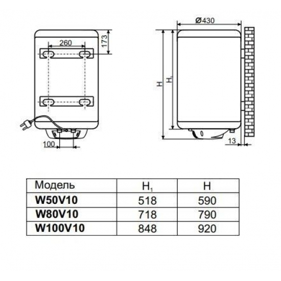 Водонагреватель накопительный DE LUXE W80V10 Classic Plus объём 80 литров