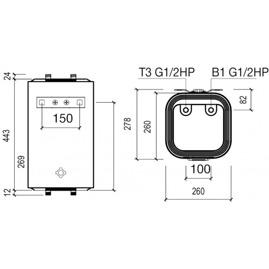 Водонагреватель накопительный THERMEX Drift 15 U под раковину