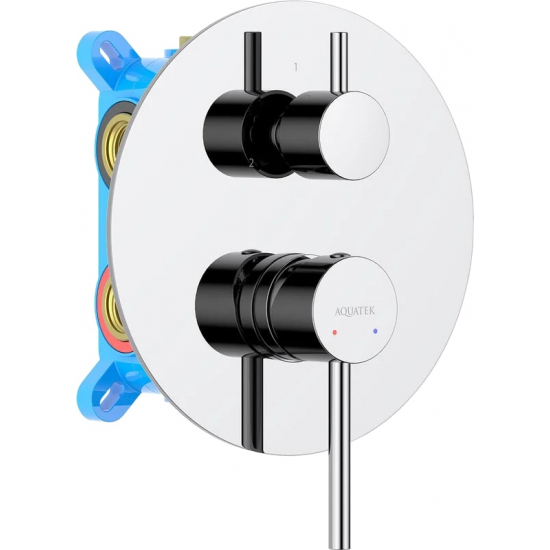 Встраиваемый смеситель для душа и ванны AQUATEK Европа AQ1347CR С ВНУТРЕННЕЙ ЧАСТЬЮ, 3 режима, хром
