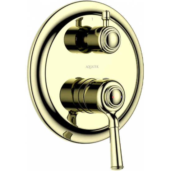 Встраиваемый смеситель для душа и ванны AQUATEK Классик AQ1546PG С ВНУТРЕННЕЙ ЧАСТЬЮ, золото