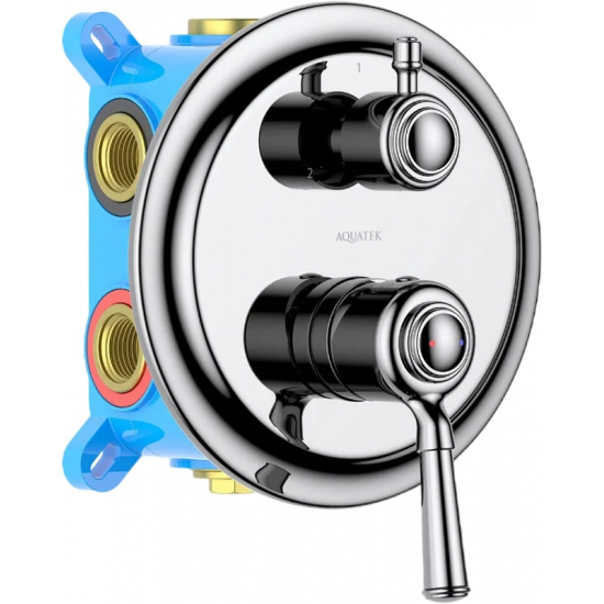 Встраиваемый смеситель для душа и ванны AQUATEK Классик AQ1547CR С ВНУТРЕННЕЙ ЧАСТЬЮ, 3 режима, хром