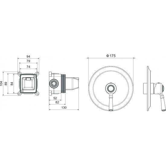 Встраиваемый смеситель для душа и ванны AQUATEK Классик AQ1566CR С ВНУТРЕННЕЙ ЧАСТЬЮ, хром