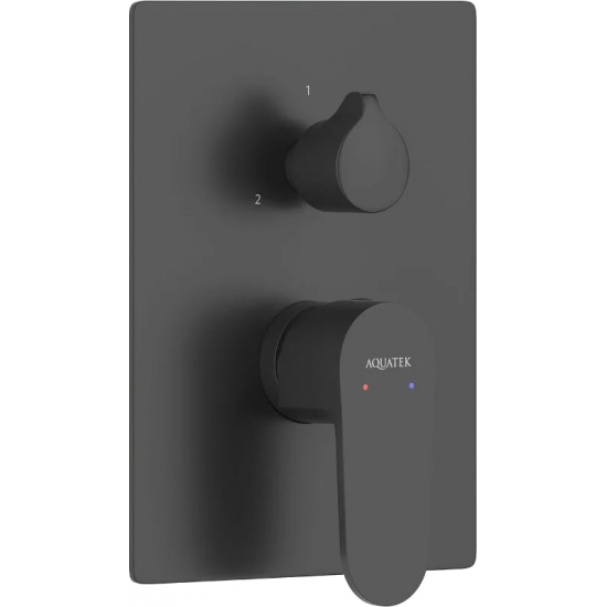 Встраиваемый смеситель для душа и ванны AQUATEK Оберон AQ1246MB С ВНУТРЕННЕЙ ЧАСТЬЮ, матовый чёрный