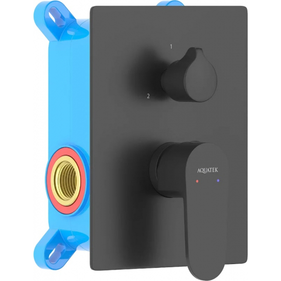 Встраиваемый смеситель для душа и ванны AQUATEK Оберон AQ1246MB С ВНУТРЕННЕЙ ЧАСТЬЮ, матовый чёрный