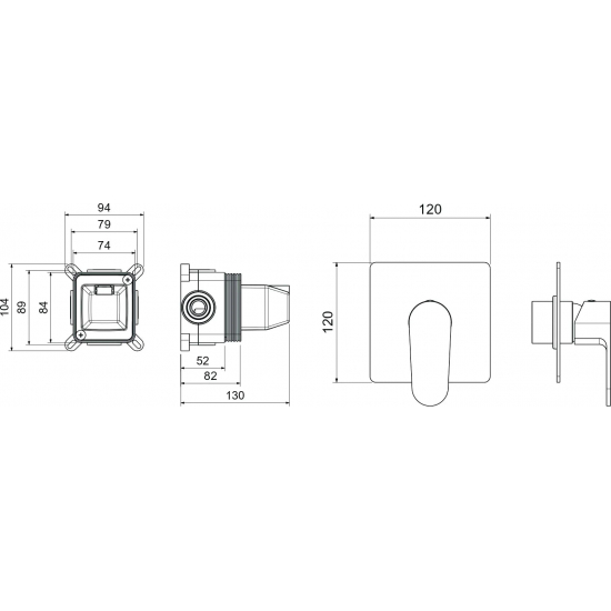 Встраиваемый смеситель для душа и ванны AQUATEK Оберон AQ1266MB С ВНУТРЕННЕЙ ЧАСТЬЮ, матовый чёрный
