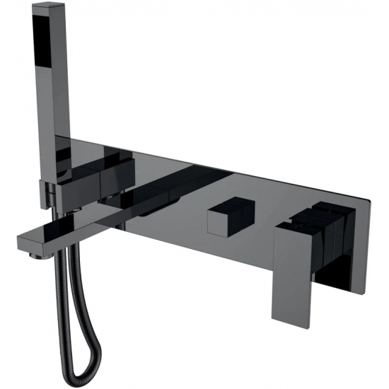 Встраиваемый смеситель для душа и ванны BOHEME Qubic 474-2-SGM С ВНУТРЕННЕЙ ЧАСТЬЮ, shinny gun metal