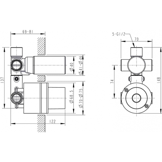Встраиваемый смеситель для душа и ванны BRAVAT Drop P69190C-RUS, С ВНУТРЕННЕЙ ЧАСТЬЮ