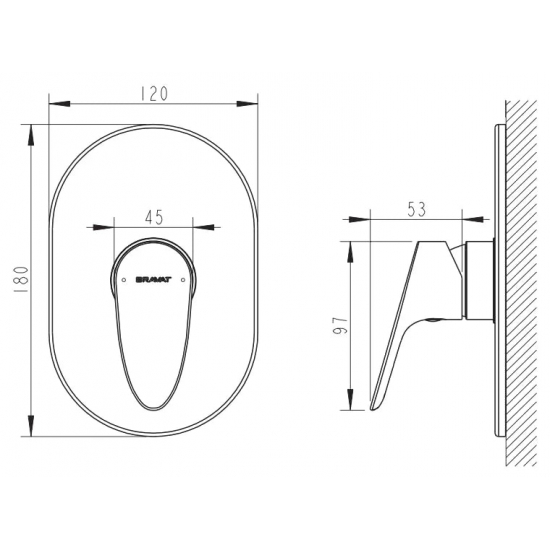 Встраиваемый смеситель для душа и ванны BRAVAT Drop PB84898CP-RUS хром