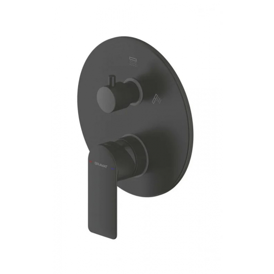 Встраиваемый смеситель для душа и ванны BRAVAT Eddie Black PB8369402BW-2-ENG чёрный матовый