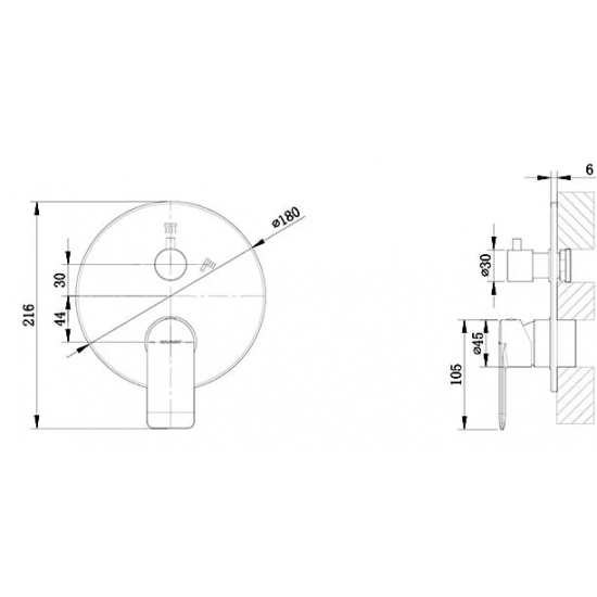 Встраиваемый смеситель для душа и ванны BRAVAT Eddie Black PB8369402BW-2-ENG, С ВНУТРЕННЕЙ ЧАСТЬЮ