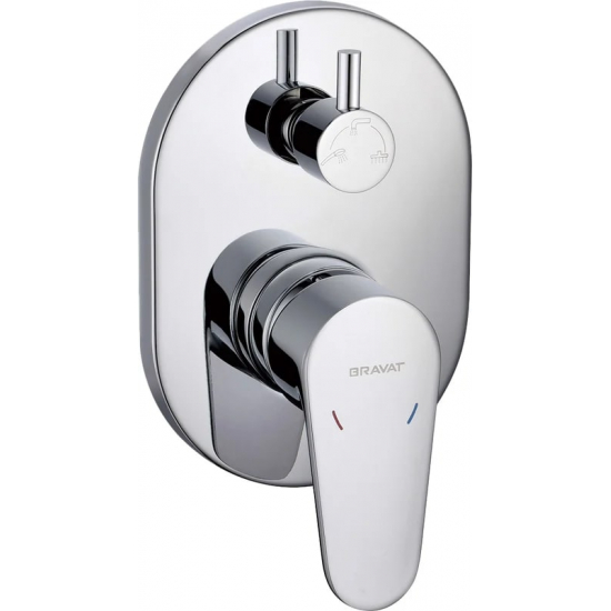Встраиваемый смеситель для душа и ванны BRAVAT Eler FB848238CP-3-RUS С ВНУТРЕННЕЙ ЧАСТЬЮ
