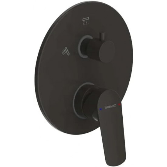 Встраиваемый смеситель для душа и ванны BRAVAT Rhein PB8429564BW-2-ENG чёрный